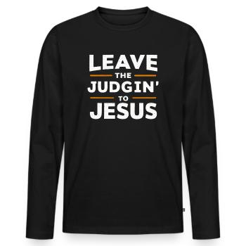 Laissez le jugement à Jésus - T-shirt manches longues Premium bio Homme - noir - Devant - Nico (187cm)