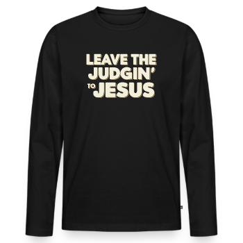Laissez le jugement à Jésus - T-shirt manches longues Premium bio Homme - noir - Devant - Nico (187cm)