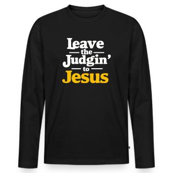 Laissez le jugement à Jésus - T-shirt manches longues Premium bio Homme - noir - Devant - Nico (187cm)