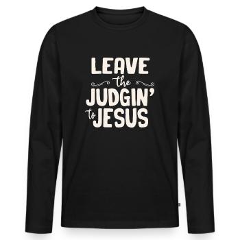 Laissez le jugement à Jésus - T-shirt manches longues Premium bio Homme - noir - Devant - Nico (187cm)