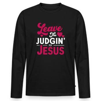 Laissez le jugement à Jésus - T-shirt manches longues Premium bio Homme - noir - Devant - Nico (187cm)