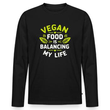 La nourriture végétalienne équilibre ma vie - T-shirt manches longues Premium bio Homme - noir - Devant - Nico (187cm)