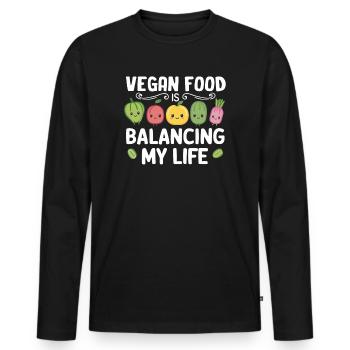 La nourriture végétalienne équilibre ma vie - T-shirt manches longues Premium bio Homme - noir - Devant - Nico (187cm)