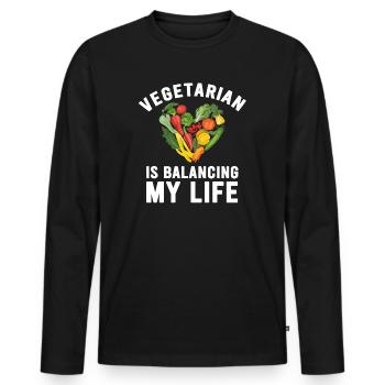 Végétarien Équilibrer ma vie - T-shirt manches longues Premium bio Homme - noir - Devant - Nico (187cm)