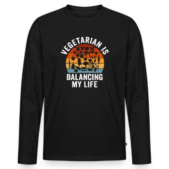 Végétarien Équilibrer ma vie - T-shirt manches longues Premium bio Homme - noir - Devant - Nico (187cm)