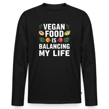La nourriture végétalienne équilibre ma vie - T-shirt manches longues Premium bio Homme - noir - Devant - Nico (187cm)
