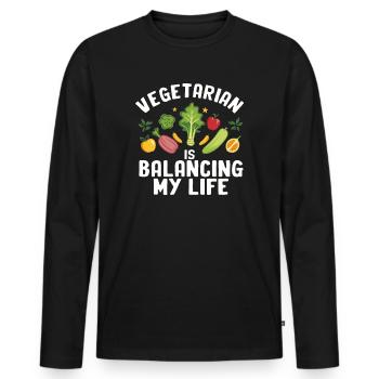 Végétarien Équilibrer ma vie - T-shirt manches longues Premium bio Homme - noir - Devant - Nico (187cm)