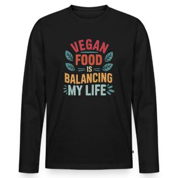La nourriture végétalienne équilibre ma vie - T-shirt manches longues Premium bio Homme - noir - Devant - Nico (187cm)