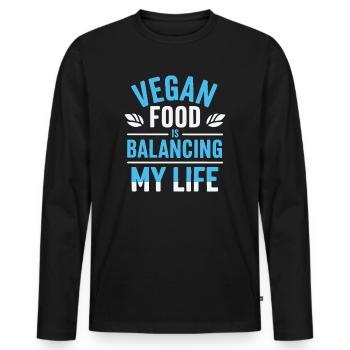 La nourriture végétalienne équilibre ma vie - T-shirt manches longues Premium bio Homme - noir - Devant - Nico (187cm)