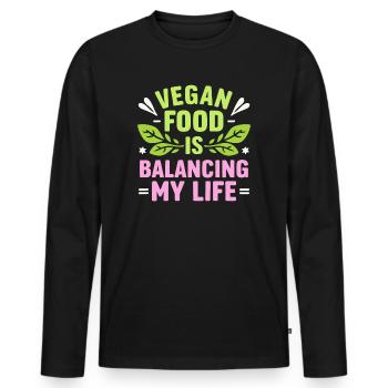 La nourriture végétalienne équilibre ma vie - T-shirt manches longues Premium bio Homme - noir - Devant - Nico (187cm)