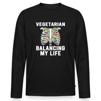 Vegetarisch Mein Leben unter einen Hut bringen - Männer Premium Bio Langarmshirt - Schwarz - Vorne - Nico (187cm)