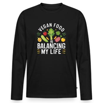 La nourriture végétalienne équilibre ma vie - T-shirt manches longues Premium bio Homme - noir - Devant - Nico (187cm)
