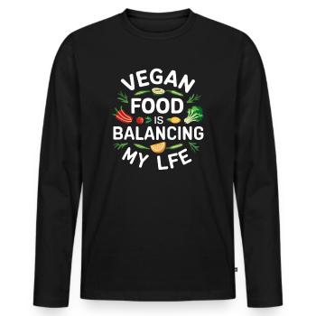 Vegan Food Is Balancing My Life - Men's Premium Organic Long Sleeve Shirt - black - Front - Nico (187cm)