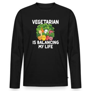 Végétarien Équilibrer ma vie - T-shirt manches longues Premium bio Homme - noir - Devant - Nico (187cm)