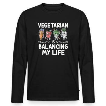 Végétarien Équilibrer ma vie - T-shirt manches longues Premium bio Homme - noir - Devant - Nico (187cm)