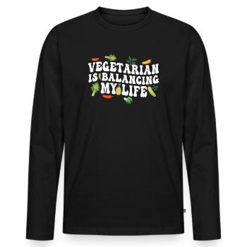 Vegetarisch Mein Leben unter einen Hut bringen - Männer Premium Bio Langarmshirt - Schwarz - Vorne - Nico (187cm)