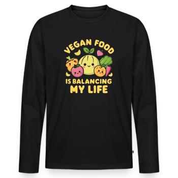 Vegan Food Is Balancing My Life - Men's Premium Organic Long Sleeve Shirt - black - Front - Nico (187cm)