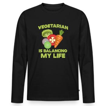 Végétarien Équilibrer ma vie - T-shirt manches longues Premium bio Homme - noir - Devant - Nico (187cm)