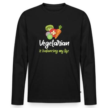 Végétarien Équilibrer ma vie - T-shirt manches longues Premium bio Homme - noir - Devant - Nico (187cm)