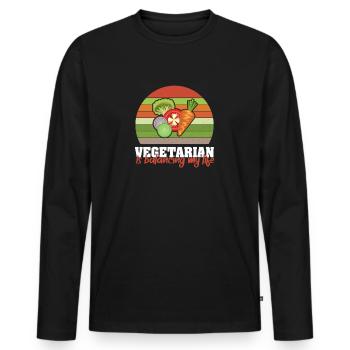 Végétarien Équilibrer ma vie - T-shirt manches longues Premium bio Homme - noir - Devant - Nico (187cm)