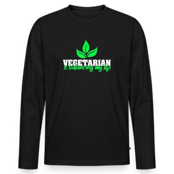 Vegetarisch Mein Leben unter einen Hut bringen - Männer Premium Bio Langarmshirt - Schwarz - Vorne - Nico (187cm)