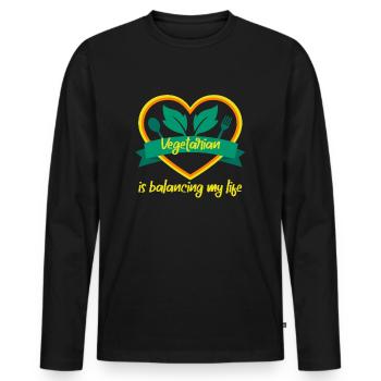 Végétarien Équilibrer ma vie - T-shirt manches longues Premium bio Homme - noir - Devant - Nico (187cm)