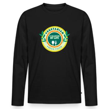 Végétarien Équilibrer ma vie - T-shirt manches longues Premium bio Homme - noir - Devant - Nico (187cm)