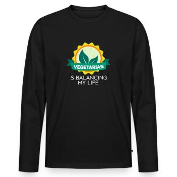 Végétarien Équilibrer ma vie - T-shirt manches longues Premium bio Homme - noir - Devant - Nico (187cm)
