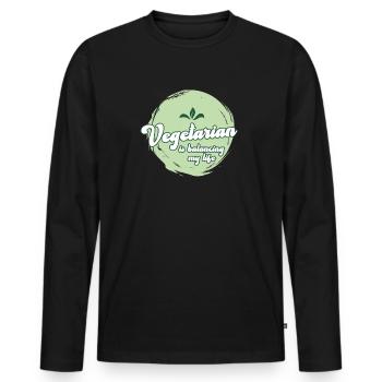 Végétarien Équilibrer ma vie - T-shirt manches longues Premium bio Homme - noir - Devant - Nico (187cm)