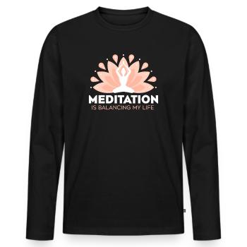 La méditation équilibre ma vie - T-shirt manches longues Premium bio Homme - noir - Devant - Nico (187cm)