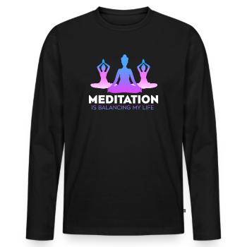 Meditation Is Balancing My Life - Men's Premium Organic Long Sleeve Shirt - black - Front - Nico (187cm)