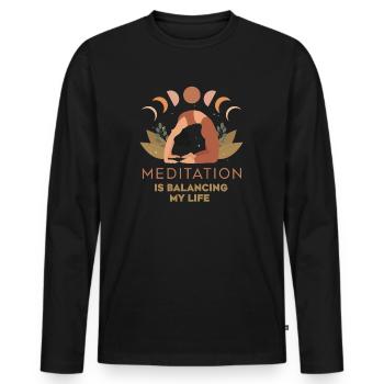 Meditation Is Balancing My Life - Men's Premium Organic Long Sleeve Shirt - black - Front - Nico (187cm)