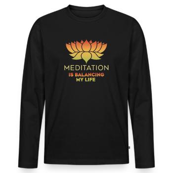 Meditation balanciert mein Leben aus - Männer Premium Bio Langarmshirt - Schwarz - Vorne - Nico (187cm)