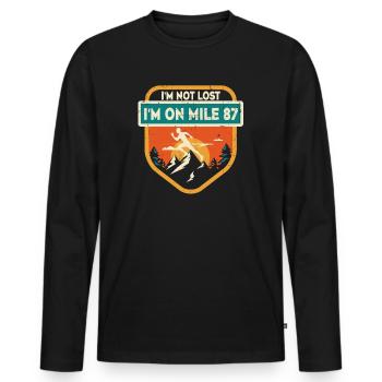 Ich bin nicht verloren, ich bin auf Meile 87 Marathon - Männer Premium Bio Langarmshirt - Schwarz - Vorne - Nico (187cm)