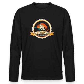 Ich bin nicht verloren, ich bin auf Meile 87 Marathon - Männer Premium Bio Langarmshirt - Schwarz - Vorne - Nico (187cm)