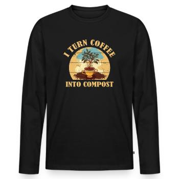 Ich verwandle Kaffee in Kompost Blue Planet - Männer Premium Bio Langarmshirt - Schwarz - Vorne - Nico (187cm)