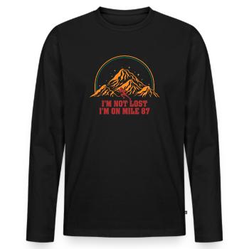 Ich bin nicht verloren, ich bin auf Meile 87 Marathon - Männer Premium Bio Langarmshirt - Schwarz - Vorne - Nico (187cm)