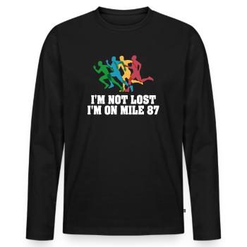 Je ne suis pas perdu, je suis sur le marathon du mile 87 - T-shirt manches longues Premium bio Homme - noir - Devant - Nico (187cm)