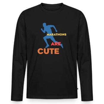 Marathons sind süß Ultramarathon - Männer Premium Bio Langarmshirt - Schwarz - Vorne - Nico (187cm)