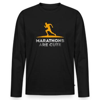 Marathons sind süß Ultramarathon - Männer Premium Bio Langarmshirt - Schwarz - Vorne - Nico (187cm)