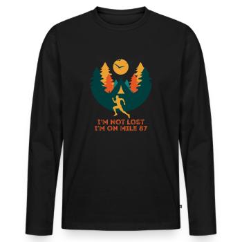 Ich bin nicht verloren, ich bin auf Meile 87 Marathon - Männer Premium Bio Langarmshirt - Schwarz - Vorne - Nico (187cm)