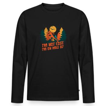 Ich bin nicht verloren, ich bin auf Meile 87 Marathon - Männer Premium Bio Langarmshirt - Schwarz - Vorne - Nico (187cm)