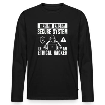 Ethische Hacker-Cybersicherheitsexpertise - Männer Premium Bio Langarmshirt - Schwarz - Vorne - Nico (187cm)