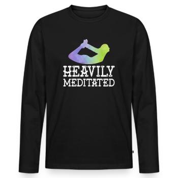 Heavily Meditated - Men's Premium Organic Long Sleeve Shirt - black - Front - Nico (187cm)