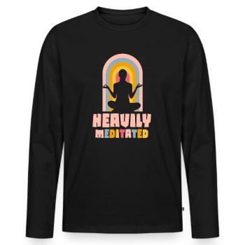 Heavily Meditated - Men's Premium Organic Long Sleeve Shirt - black - Front - Nico (187cm)