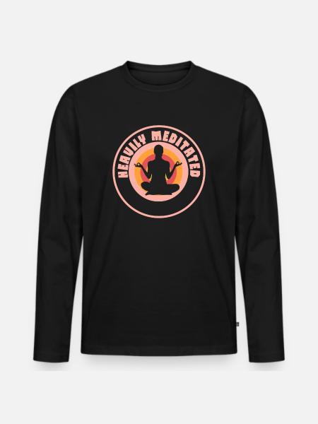 Heavily Meditated - Men's Premium Organic Long Sleeve Shirt - black