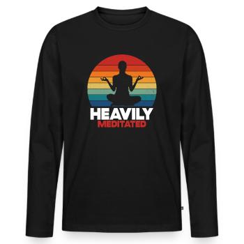 Heavily Meditated - Men's Premium Organic Long Sleeve Shirt - black - Front - Nico (187cm)