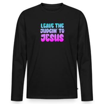 Laissez le jugement à Jésus - T-shirt manches longues Premium bio Homme - noir - Devant - Nico (187cm)