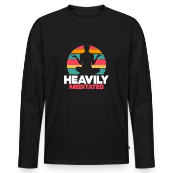 Heavily Meditated - Men's Premium Organic Long Sleeve Shirt - black - Front - Nico (187cm)