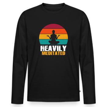 Stark meditiert - Männer Premium Bio Langarmshirt - Schwarz - Vorne - Nico (187cm)